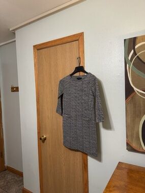 Tahari XS Multi-Color w/Geometric Print 3/4 Sleeve Shift Dress w/Front Pockets